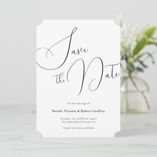 Save The Date Mariage classique de calligraphie noire (Debout devant)