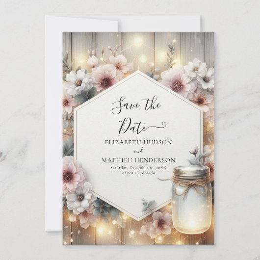 Save The Date Mariage classique de Mason Jar numérique (Devant)