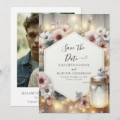 Save The Date Mariage classique de Mason Jar numérique (Devant / Derrière)