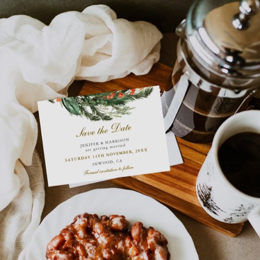 Save The Date Mariage classique de pin d'hiver