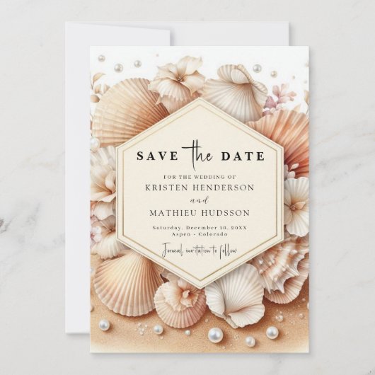 Save The Date Mariage classique de plage aquarelle (Devant)