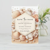 Save The Date Mariage classique de plage aquarelle (Debout devant)
