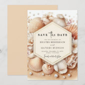 Save The Date Mariage classique de plage aquarelle (Devant / Derrière)
