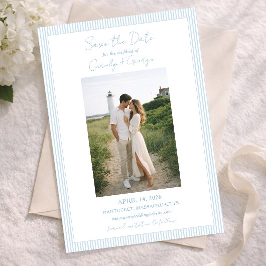 Save The Date Mariage Classique d'Été de Style Coastal avec Rayu