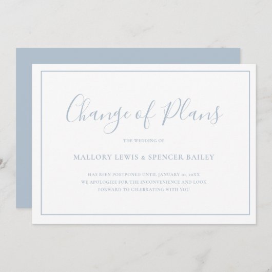 Save The Date Mariage classique Dusty Blue élégant (Devant / Derrière)