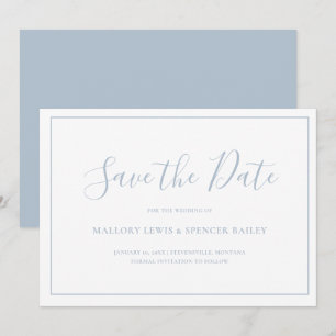 Save The Date Mariage classique Dusty Blue élégant