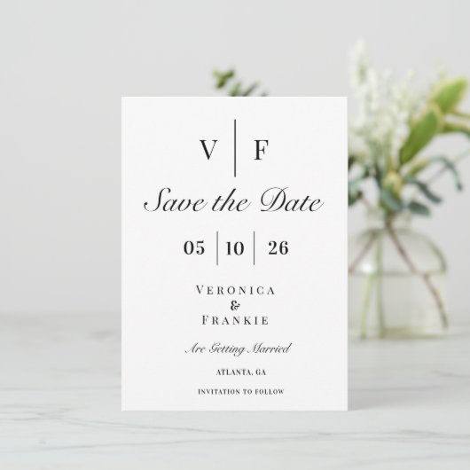 Save The Date Mariage classique élégant Enregistrer la date (Debout devant)
