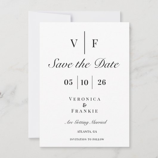 Save The Date Mariage classique élégant Enregistrer la date (Devant)