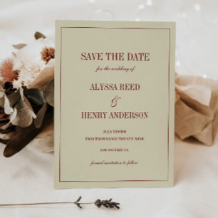 Save The Date Mariage Classique Élégant Monogramme Script Ivory