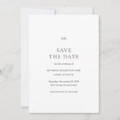 Save The Date Mariage Classique Élégant Noir et Blanc (Devant)