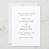 Save The Date Mariage Classique Élégant Noir et Blanc (Devant)