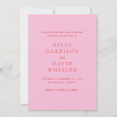 Save The Date Mariage Classique Élégant Rose et Rouge (Devant)