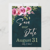 Save The Date Mariage Classique Émeraude Vert Bourgogne Sombre H (Devant)