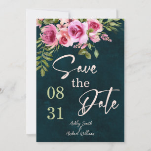 Save The Date Mariage Classique Émeraude Vert Sombre et Mystérie