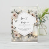 Save The Date Mariage classique en fleur Mason Jar (Debout devant)