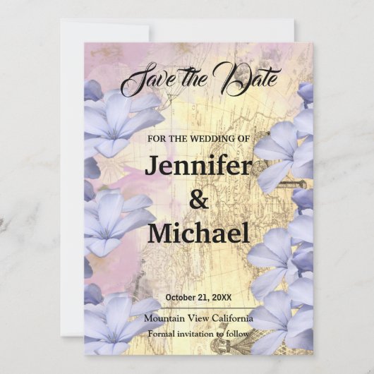 Save The Date Mariage classique Floral (Devant)