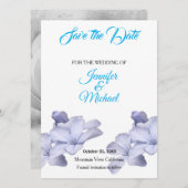 Save The Date Mariage Classique Floral Sky Blue (Devant / Derrière)
