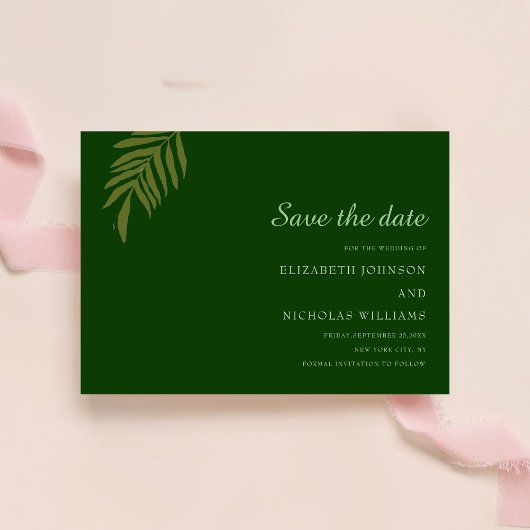 Save The Date mariage classique floral vert 