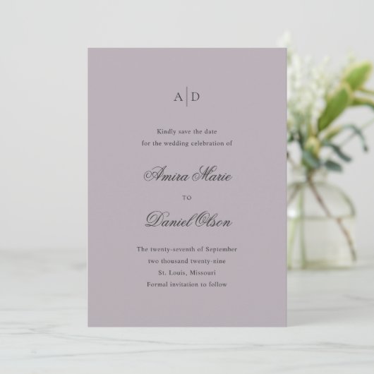 Save The Date Mariage Classique Lilas Clair (Debout devant)
