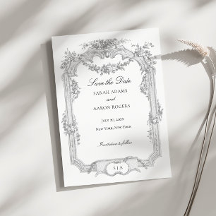 Save The Date Mariage Classique Orné de Guirlande de Roses Franç