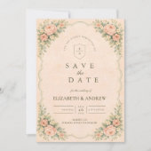Save The Date Mariage Classique sous une Arche de Roses Rouges (Devant)