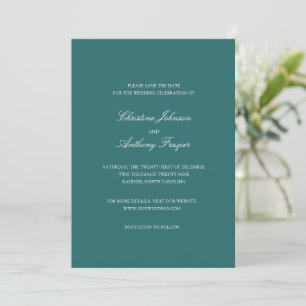 Save The Date Mariage Classique Teal Ancien Argent
