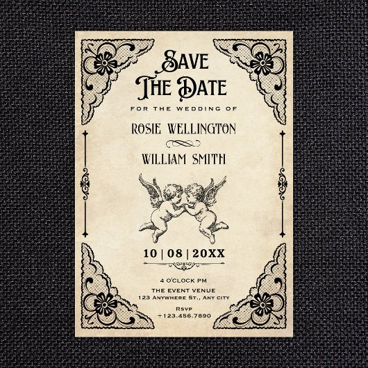 Save The Date Mariage classique vintage