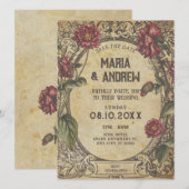 Save The Date Mariage Classique Vintage Gothique Brun (Devant / Derrière)