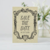 Save The Date Mariage classique Vintage vert noir (Debout devant)