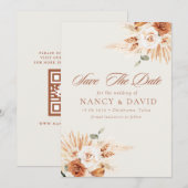 Save The Date Mariage code QR Boho Floral Terracotta (Devant / Derrière)