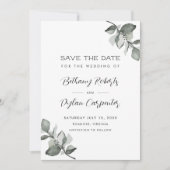 Save The Date Mariage Code QR Eucalyptus Aquarelle Sage (Devant)