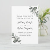 Save The Date Mariage Code QR Eucalyptus Aquarelle Sage (Debout devant)