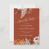 Save The Date Mariage code QR floral en terre cuite moderne rust (Devant)