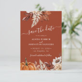Save The Date Mariage code QR floral en terre cuite moderne rust (Debout devant)