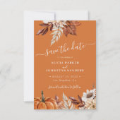 Save The Date Mariage code QR floral orange brûlé moderne rustiq (Devant)