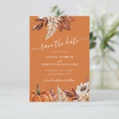 Save The Date Mariage code QR floral orange brûlé moderne rustiq (Debout devant)