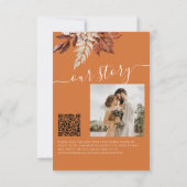 Save The Date Mariage code QR floral orange brûlé moderne rustiq (Dos)