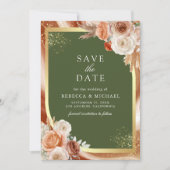 Save The Date Mariage Code QR Floral Terracotta Vert Olive (Devant)