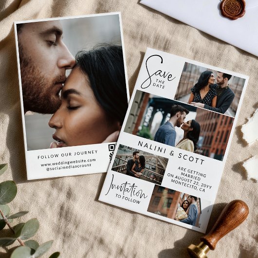 Save The Date Mariage Code QR Instantanés de Typographie Moderne