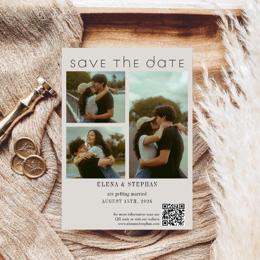 Save The Date Mariage Code QR Moderne Écriture Élégante