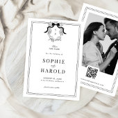 Save The Date Mariage Code QR Monogramme à Ruban Coquette Crête