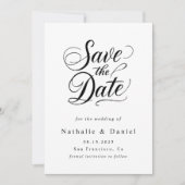 Save The Date Mariage Code QR Noir et Blanc Simple Moderne (Devant)