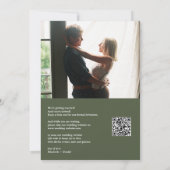 Save The Date Mariage Code QR Photo Arche Florale Vert Olive Dor (Dos)