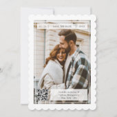 Save The Date Mariage Code QR Timbre Postal Rétro Moderne (Devant)
