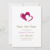 Save The Date Mariage cœurs roses élégants (Devant)