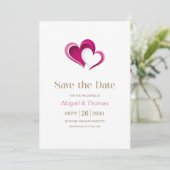 Save The Date Mariage cœurs roses élégants (Debout devant)