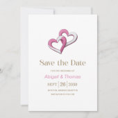 Save The Date Mariage coeurs roses et blancs (Devant)