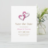 Save The Date Mariage coeurs roses et blancs (Debout devant)