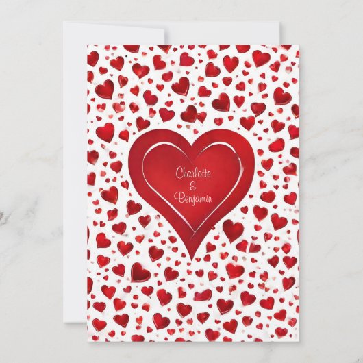 Save The Date Mariage coeurs rouges et blancs mignons (Dos)