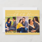 Save The Date Mariage Collage Photo Trois Marigold (Devant)